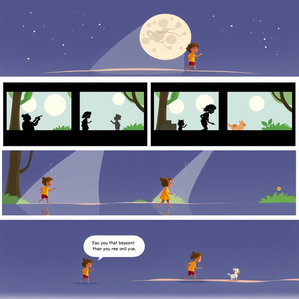 Secuencia de frames mostrando cómo una animación cuenta una historia a través del movimiento, con elementos que se transforman progresivamente para comunicar un mensaje